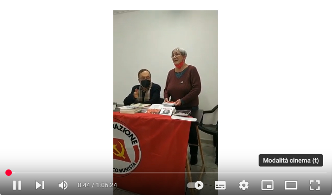 Video con Roberta Piazzi e Sergio Dalmasso presentazione Storia Rifondazione comunista 