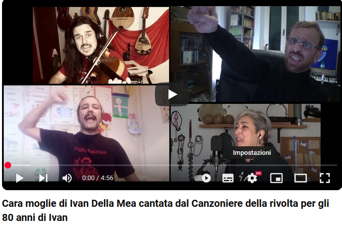 Video della canzone di Ivan della Mea Cara moglie proposta nel libro La nave dei folli