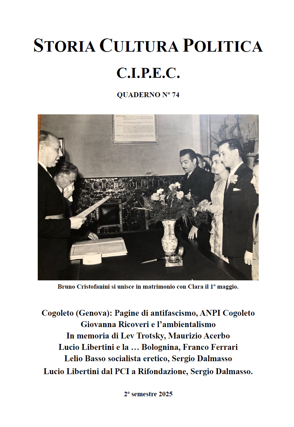 Copertina Quaderno CIPEC N 74 Cogoleto: pagine di antifascismo.